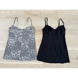 SET OF TWO: Wilfred Gray Leopard and Black Camisoles MED